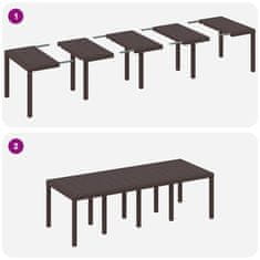 Vidaxl Komplet za jedilnico v vrtu 11 pcs Rjava Polt rattan