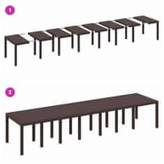 Vidaxl Vrtni jedilni set 15 pcs Rjava Velike Poli ratan