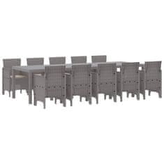 Vidaxl Komplet za jedilnico v vrtu 11 pcs Svetlo siva Poly ratan