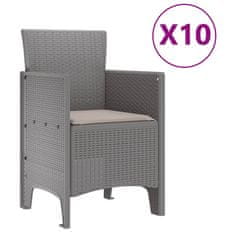 Vidaxl Komplet za jedilnico v vrtu 11 pcs Svetlo siva Poly ratan