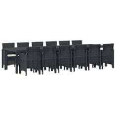 Vidaxl Komplet za jedilnico v vrtu 13 pcs Antracit Polt rattan