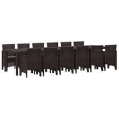 Vidaxl Komplet za jedilnico v vrtu 13 pcs Rjava Polt rattan
