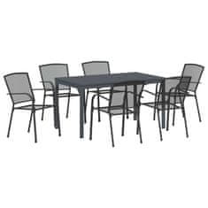 Vidaxl Vrtni jedilni set 7 pcs Ogleno siva Set z 7 kosi