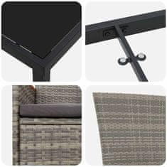 Vidaxl Komplet za jedilnico v vrtu z blazino 5 pcs Siva Poly ratan