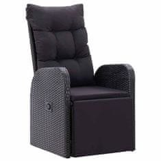 Vidaxl Komplet za jedilnico v vrtu z blazino 3 pcs Črna poli ratan