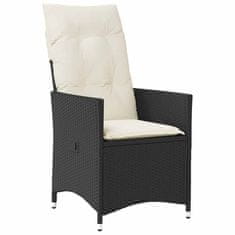 Vidaxl Komplet za jedilnico v vrtu z blazino 3 pcs Črna Poly ratan