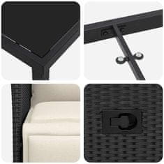 Vidaxl Komplet za jedilnico v vrtu z blazino 3 pcs Črna Poly ratan