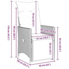 Vidaxl Komplet za jedilnico v vrtu z blazino 5 pcs Črna Poly ratan