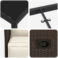 Vidaxl Komplet za jedilnico v vrtu z blazino 3 pcs Rjava Poly ratan