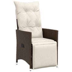 Vidaxl Komplet za jedilnico v vrtu z blazino 5 pcs Rjava Poly ratan