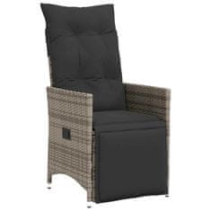 Vidaxl Komplet za jedilnico v vrtu z blazino 5 pcs Siva Poly ratan