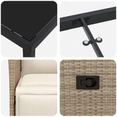 Vidaxl Komplet za jedilnico v vrtu z blazino 3 pcs Bež Poly ratan