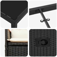Vidaxl Komplet za jedilnico v vrtu z blazino 5 pcs Črna Poly ratan
