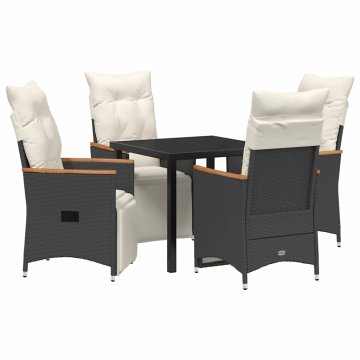 Vidaxl Komplet za jedilnico v vrtu z blazino 5 pcs Črna Poly ratan