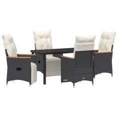 Vidaxl Komplet za jedilnico v vrtu z blazino 5 pcs Črna Poly ratan