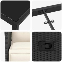 Vidaxl Komplet za jedilnico v vrtu z blazino 5 pcs Črna Poly ratan