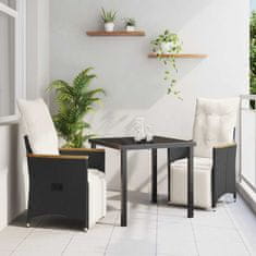 Vidaxl Komplet za jedilnico v vrtu z blazino 3 pcs Črna Poly ratan