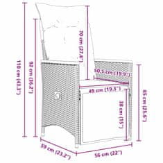 Vidaxl Komplet za jedilnico v vrtu z blazino 7 pcs Črna Poly ratan