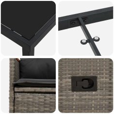 Vidaxl Komplet za jedilnico v vrtu z blazino 5 pcs Siva Poly ratan