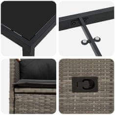 Vidaxl Komplet za jedilnico v vrtu z blazino 7 pcs Siva Poly ratan
