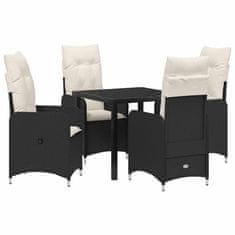 Vidaxl Komplet za jedilnico v vrtu z blazino 5 pcs Črna Poly ratan