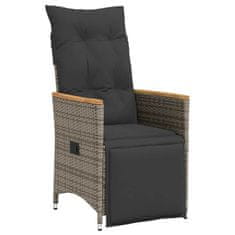 Vidaxl Komplet za jedilnico v vrtu z blazino 7 pcs Siva Poly ratan