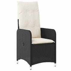 Vidaxl Komplet za jedilnico v vrtu z blazino 7 pcs Črna Poly ratan