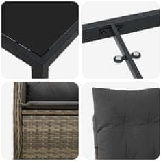 Vidaxl Komplet za jedilnico v vrtu z blazino 3 pcs Siva Poly ratan