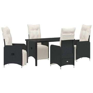 Vidaxl Komplet za jedilnico v vrtu z blazino 5 pcs Črna Poly ratan