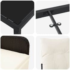 Vidaxl Komplet za jedilnico v vrtu z blazino 5 pcs Črna Poly ratan