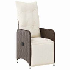Vidaxl Komplet za jedilnico v vrtu z blazino 5 pcs Rjava Poly ratan