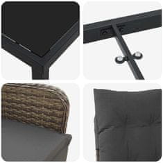 Vidaxl Komplet za jedilnico v vrtu z blazino 3 pcs Siva Poly ratan