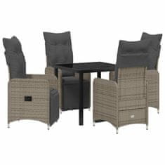Vidaxl Komplet za jedilnico v vrtu z blazino 5 pcs Bež Poly ratan