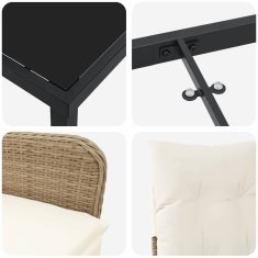 Vidaxl Komplet za jedilnico v vrtu z blazino 5 pcs Bež Poly ratan