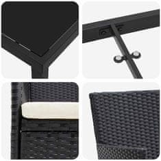 Vidaxl Komplet za jedilnico v vrtu z blazino 7 pcs Črna Poly ratan