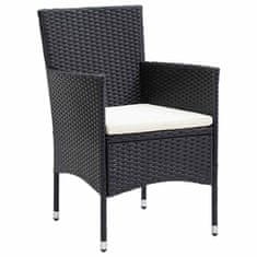 Vidaxl Komplet za jedilnico v vrtu z blazino 5 pcs Črna Poly ratan