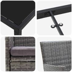 Vidaxl Komplet za jedilnico v vrtu z blazino 5 pcs Siva Poly ratan