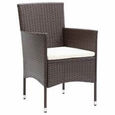 Vidaxl Komplet za jedilnico v vrtu z blazino 5 pcs Rjava Poly ratan