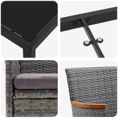 Vidaxl Komplet za jedilnico v vrtu z blazino 5 pcs Siva Poly ratan