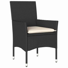 Vidaxl Komplet za jedilnico v vrtu z blazino 7 pcs Črna Poly ratan