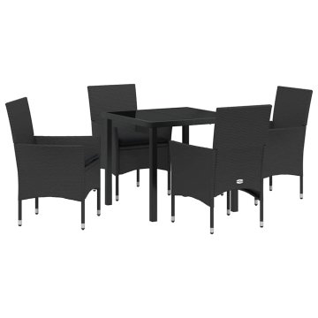 Vidaxl Komplet za jedilnico v vrtu z blazino 5 pcs Črna Poly ratan