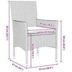 Vidaxl Komplet za jedilnico v vrtu z blazino 5 pcs Rjava Poly ratan