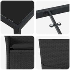 Vidaxl Komplet za jedilnico v vrtu z blazino 5 pcs Črna Poly ratan