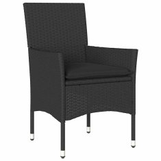Vidaxl Komplet za jedilnico v vrtu z blazino 5 pcs Črna Poly ratan