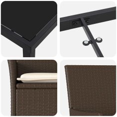 Vidaxl Komplet za jedilnico v vrtu z blazino 5 pcs Rjava Poly ratan