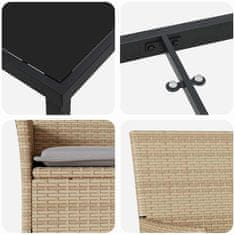 Vidaxl Komplet za jedilnico v vrtu z blazino 3 pcs Bež Poly ratan
