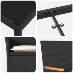 Vidaxl Komplet za jedilnico v vrtu z blazino 5 pcs Črna Poly ratan