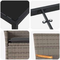 Vidaxl Komplet za jedilnico v vrtu z blazino 3 pcs Siva Poly ratan