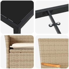 Vidaxl Komplet za jedilnico v vrtu z blazino 5 pcs Bež Poly ratan