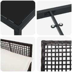 Vidaxl Komplet za jedilnico v vrtu z blazino 3 pcs Črna Poly ratan